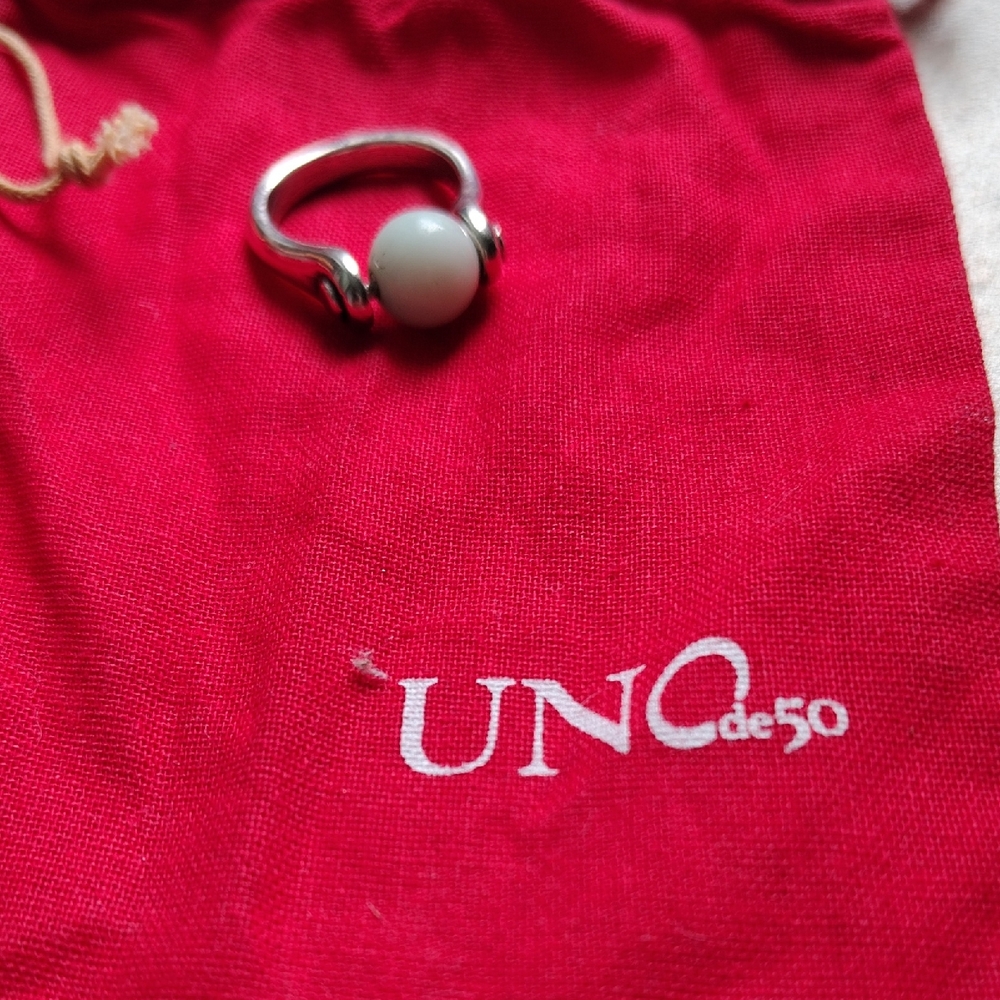 UNO de 50 Silver Ring with Gray Stone